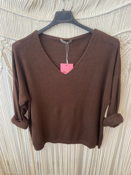 Camisola de malha castanho