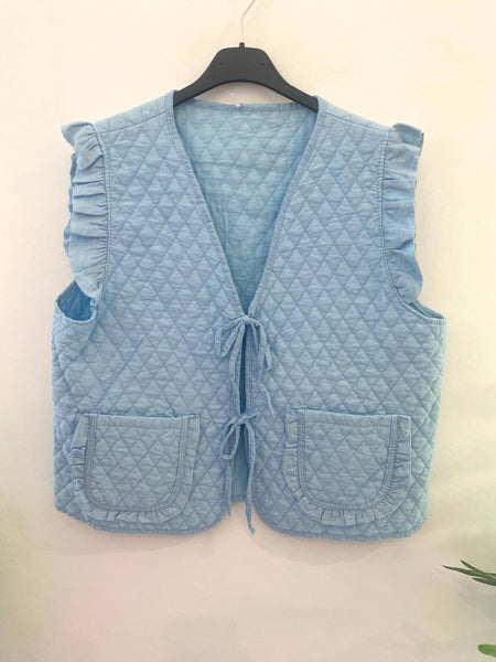 Colete acolchoado com fitinhas azul