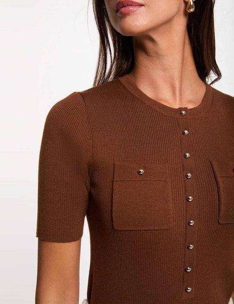 Camisola MORGAN malha canelada canela