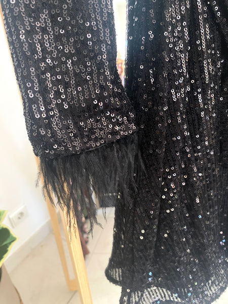Vestido lantejoulas preto Naf Naf