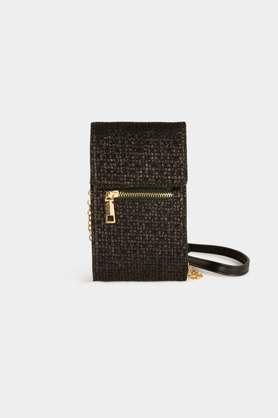 Bolsa para telemóvel preto brilho MORGAN