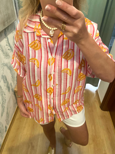 Camisa oversize padrão bananas