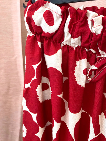 Calças pantalonas estampa flores vermelho