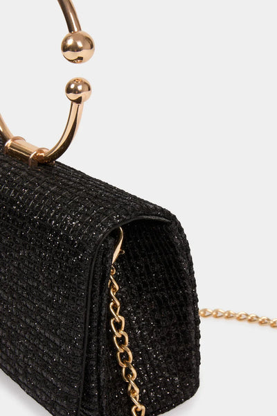 Clutch MORGAN preto corrente dourada