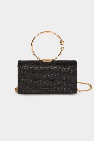 Clutch MORGAN preto corrente dourada