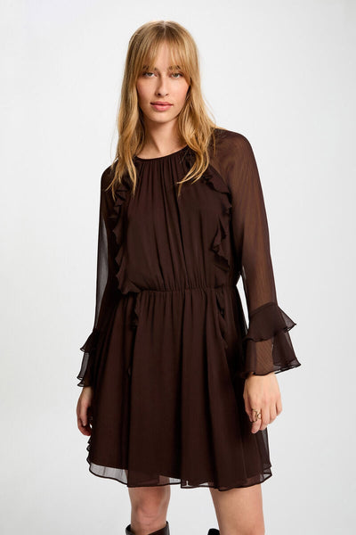 Vestido Morgan fluido castanho