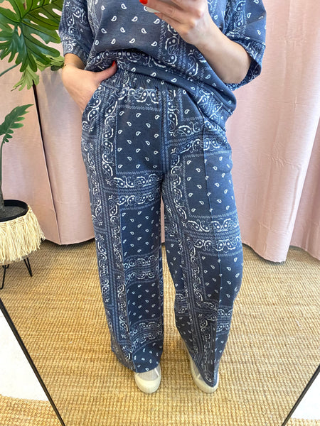 Calças cornucópias azul marinho