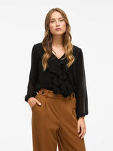 Carregar imagem no visualizador da galeria, Blusa folhos Viane preto Vila
