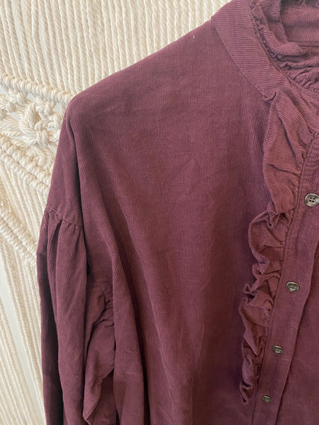 Camisa bombazina folhinho bordeaux