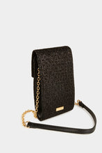 Carregar imagem no visualizador da galeria, Bolsa para telemóvel preto brilho MORGAN
