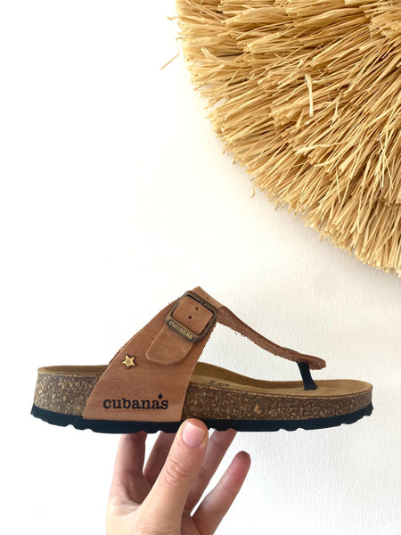 Chinelo pele camel Cubanas