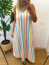 Carregar imagem no visualizador da galeria, Vestido comprido malha fria riscas finas
