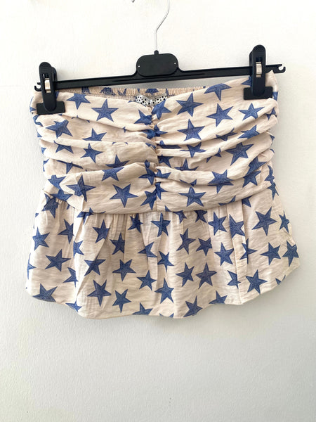 Crop top estrelas azul