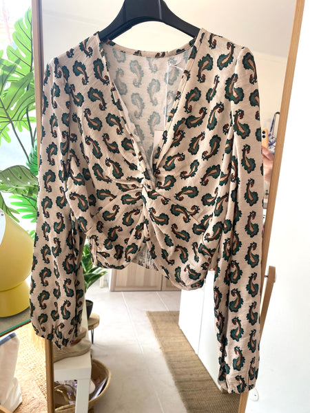 Blusa crop cornucópias verde