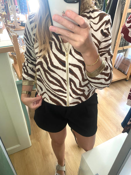 Bomber zebra castanho