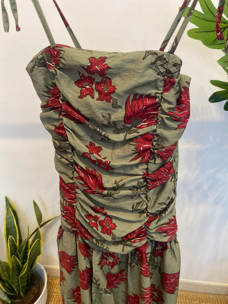 Vestido Salamanca estampa flores kaki