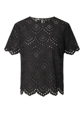 Carregar imagem no visualizador da galeria, Blusa Pieces bordado inglês preto
