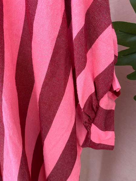 Blusa oversize riscas Bordeaux/Rosa