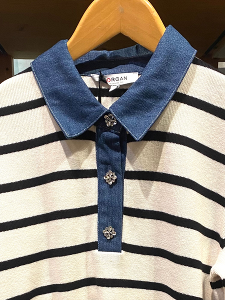 Polo de malha com riscas  MORGAN