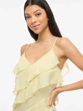 Carregar imagem no visualizador da galeria, Vestido Vila folhos amarelo
