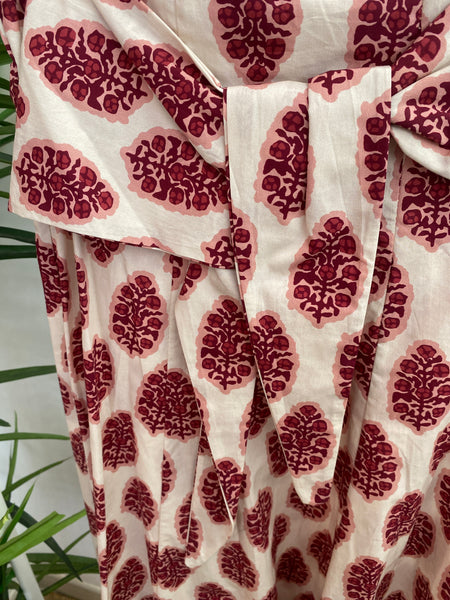 Saia estampada laçada folhas branco