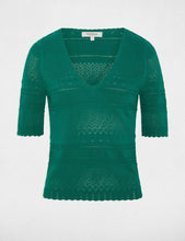 Carregar imagem no visualizador da galeria, Camisola Morgan malha verde decote bico
