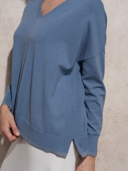 Camisola de malha fininha azul Smf