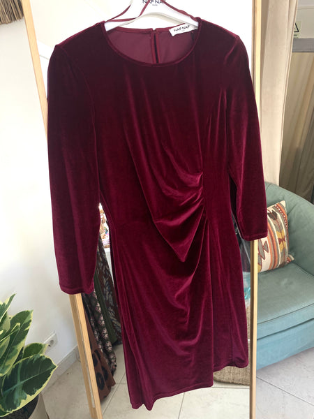 Vestido veludo drapeado Naf Naf