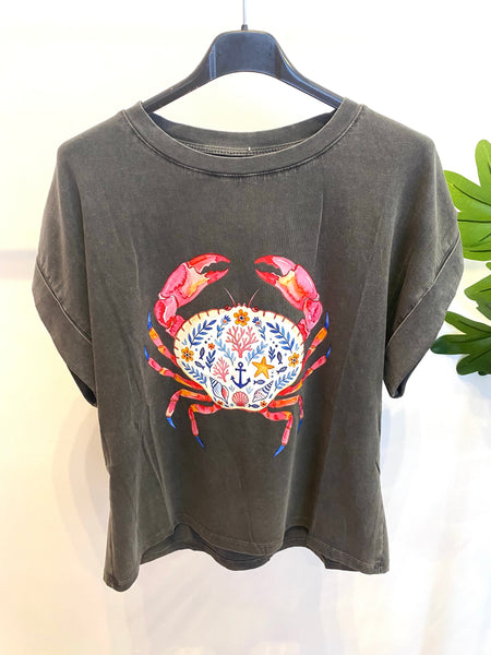 T-shirt cinza caranguejo 🦀