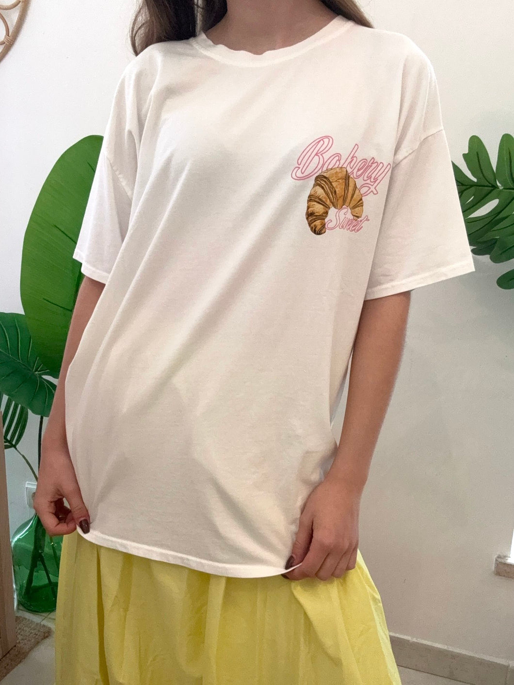 T-shirt oversize croissant branco