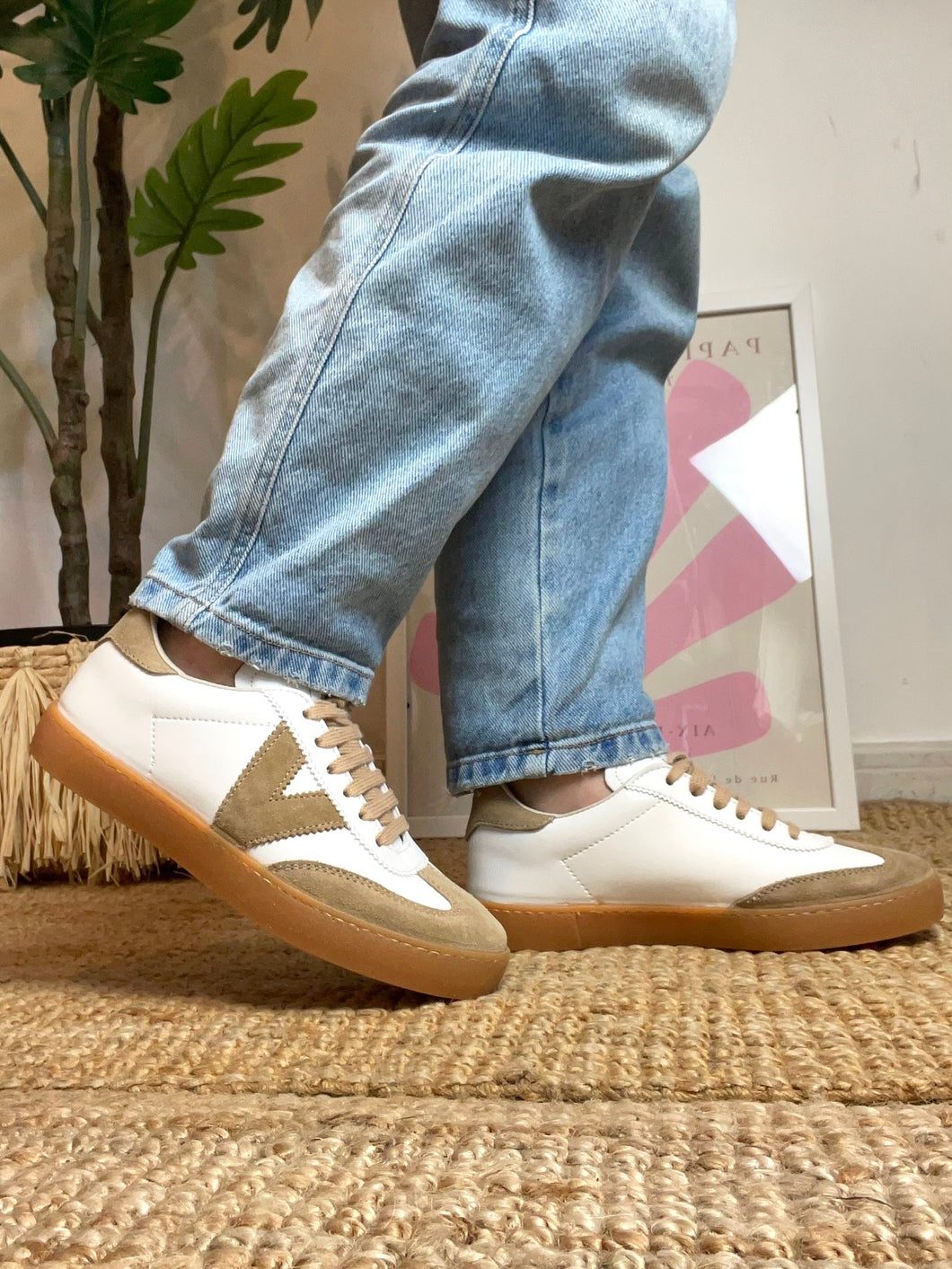 Ténis Berlin branco/camel Victoria