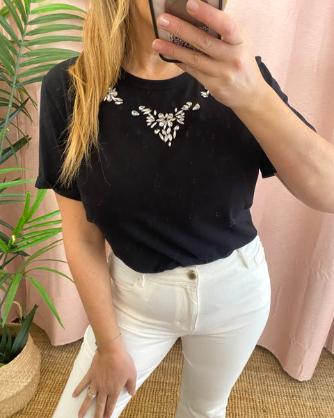 T-shirt preto brilhantes MORGAN