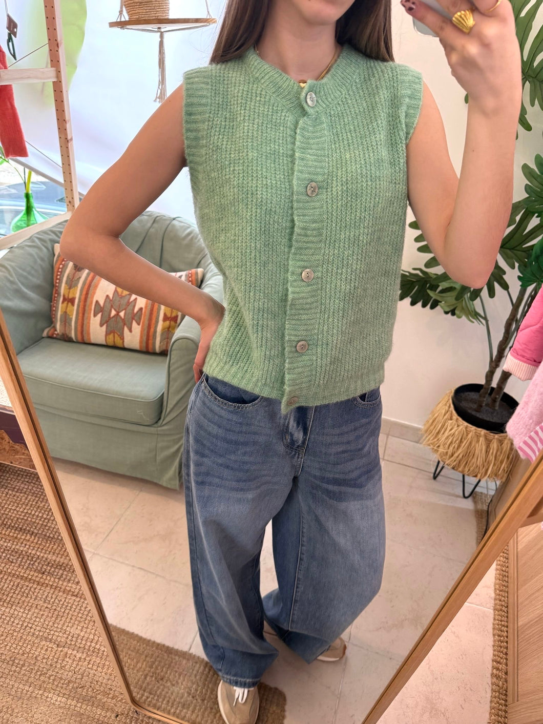 Colete de malha verde