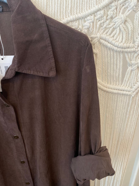 Vestido camisa bombazina castanho