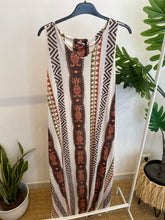 Carregar imagem no visualizador da galeria, Vestido comprido malha frua ananases castanho e verde

