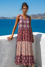 Carregar imagem no visualizador da galeria, Vestido comprido malha fria florzinhas alfazema
