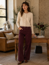 Carregar imagem no visualizador da galeria, Calça straight sarja Bordeaux
