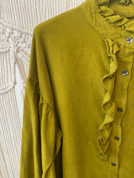 Camisa bombazina folhinho verde oliva