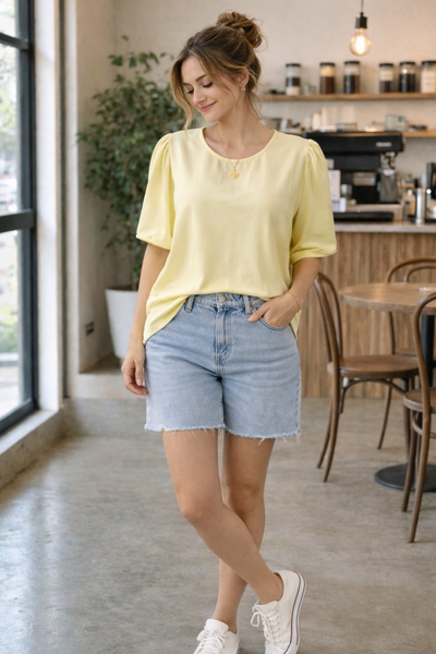 Blusa manga balão amarelo