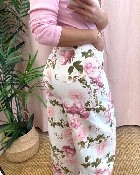 Calças baloon estampa flores Lumina