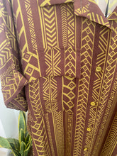 Carregar imagem no visualizador da galeria, Vestido camisa estampa espiga castanho
