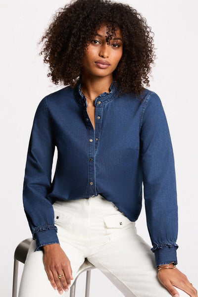 Camisa Morgan de ganga com folhinho