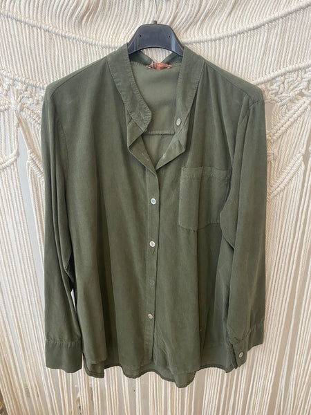 Camisa bombazina verde seco