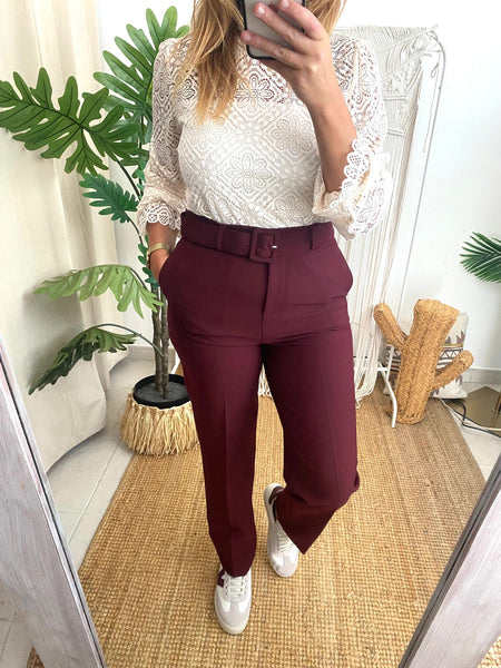 Calças clássicas bordeaux Morgan