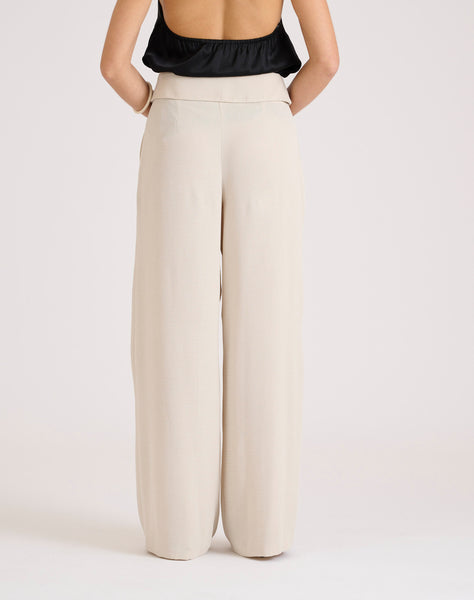 Calças pantalonas beje Naf Naf