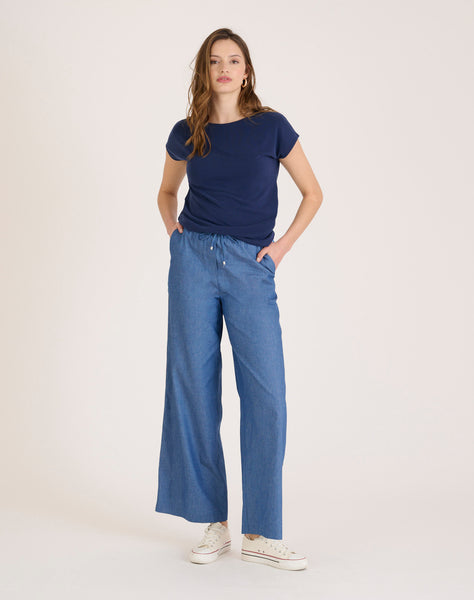 Calças pantalonas ganga risca lateral Naf Naf