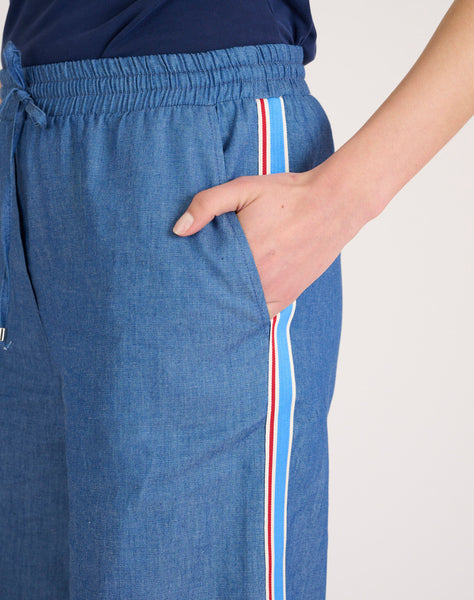 Calças pantalonas ganga risca lateral Naf Naf