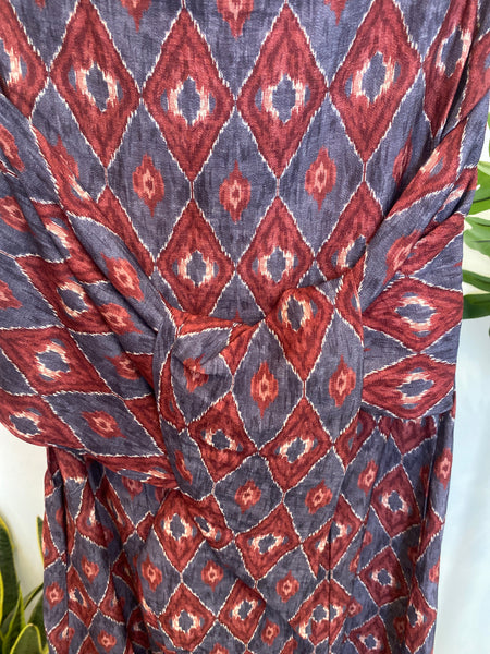 Vestido Sardenha estampa losangos azul