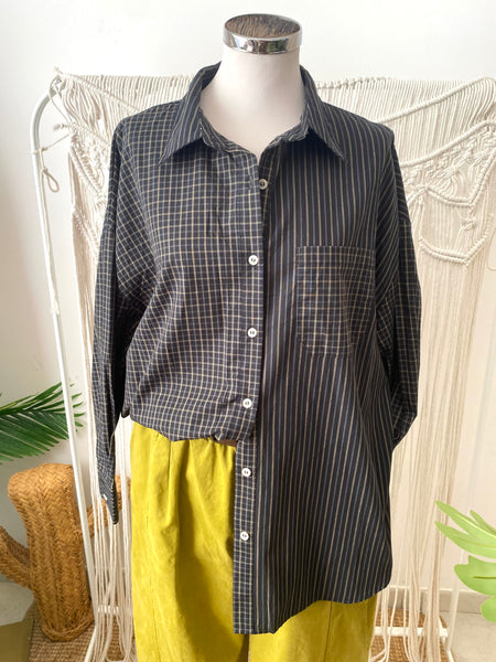 Camisa oversize riscas preto