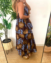 Carregar imagem no visualizador da galeria, Vestido papoilas com folhos largos azul
